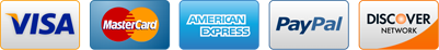 Payments Accepted - Visa, Mastercard, American Express, PayPal, Discover